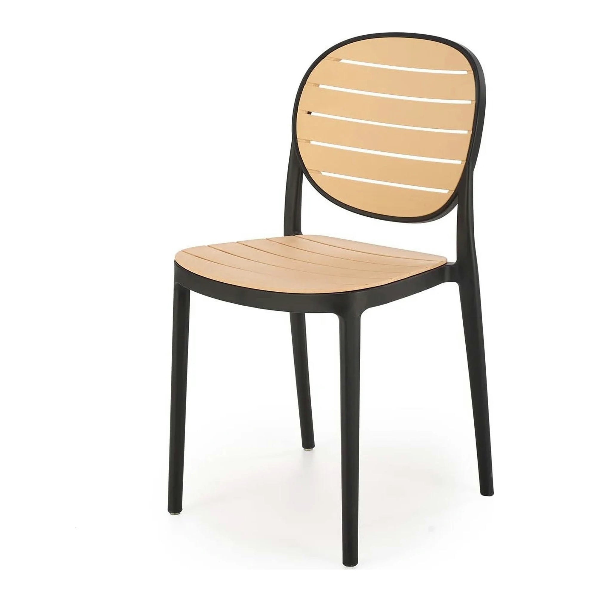 Scaun de gradina K529, stejar/negru, polipropilena, 42x51x83 cm