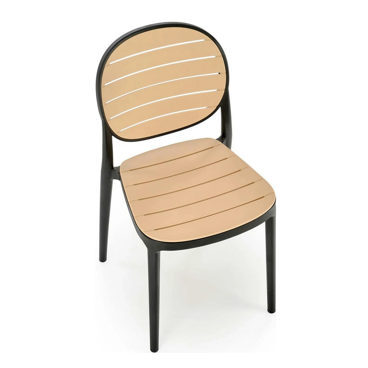 Scaun de gradina K529, stejar/negru, polipropilena, 42x51x83 cm