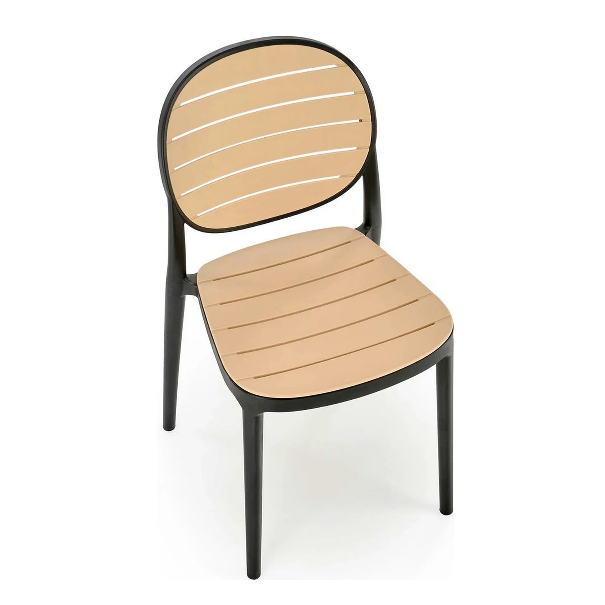 Scaun de gradina K529, stejar/negru, polipropilena, 42x51x83 cm