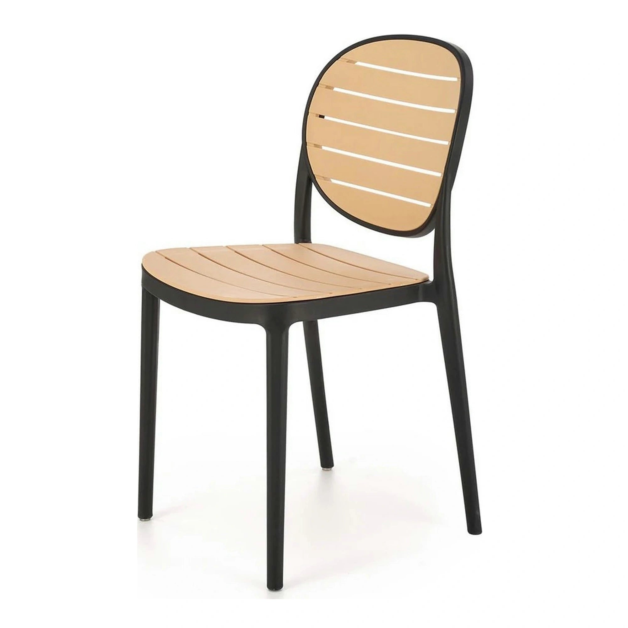 Scaun de gradina K529, stejar/negru, polipropilena, 42x51x83 cm