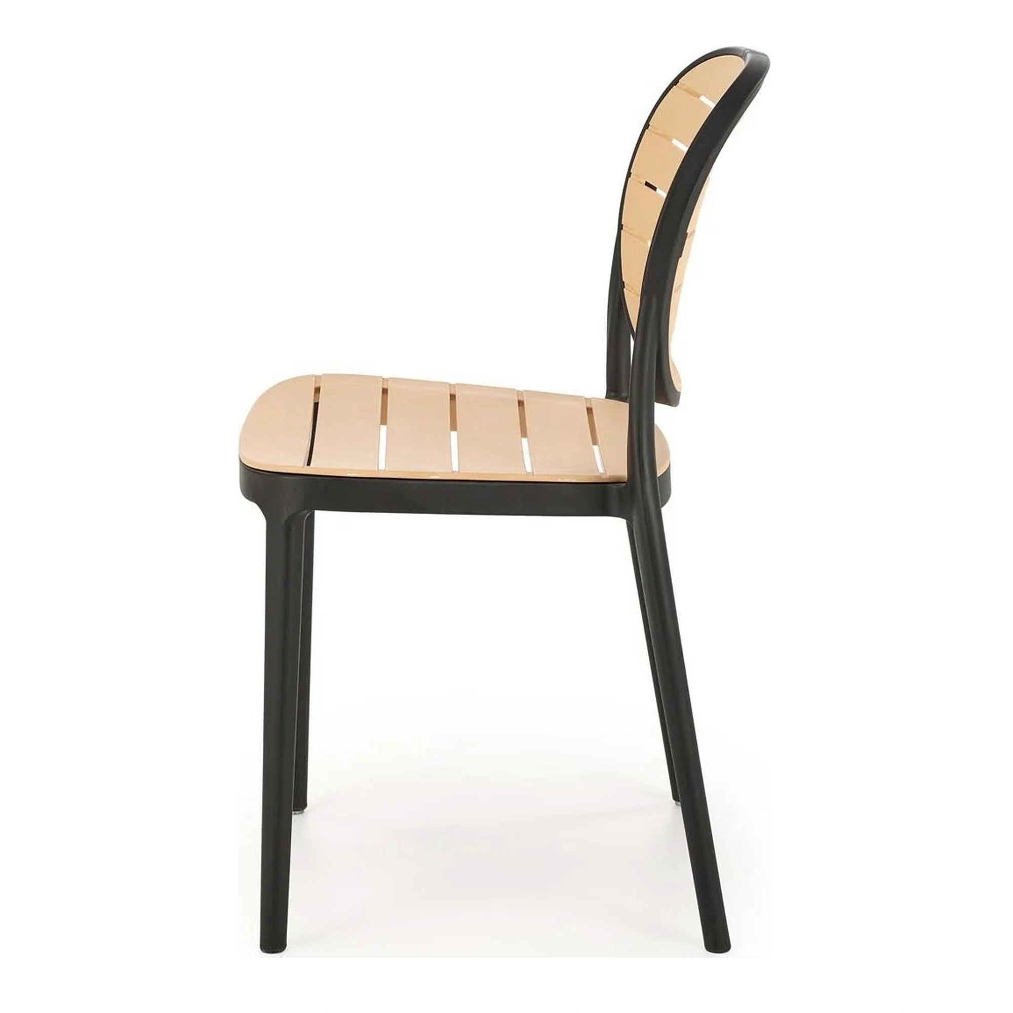 Scaun de gradina K529, stejar/negru, polipropilena, 42x51x83 cm