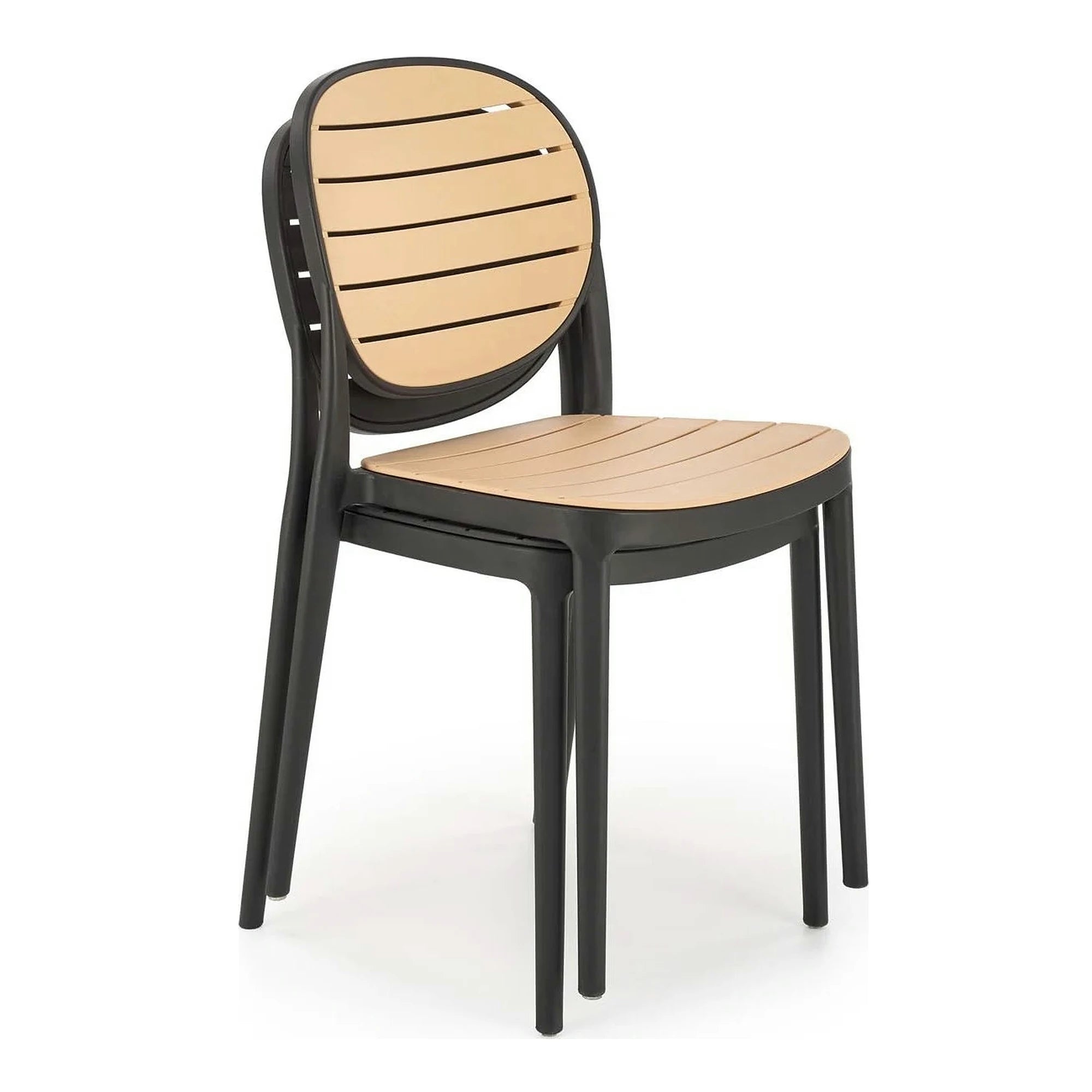 Scaun de gradina K529, stejar/negru, polipropilena, 42x51x83 cm
