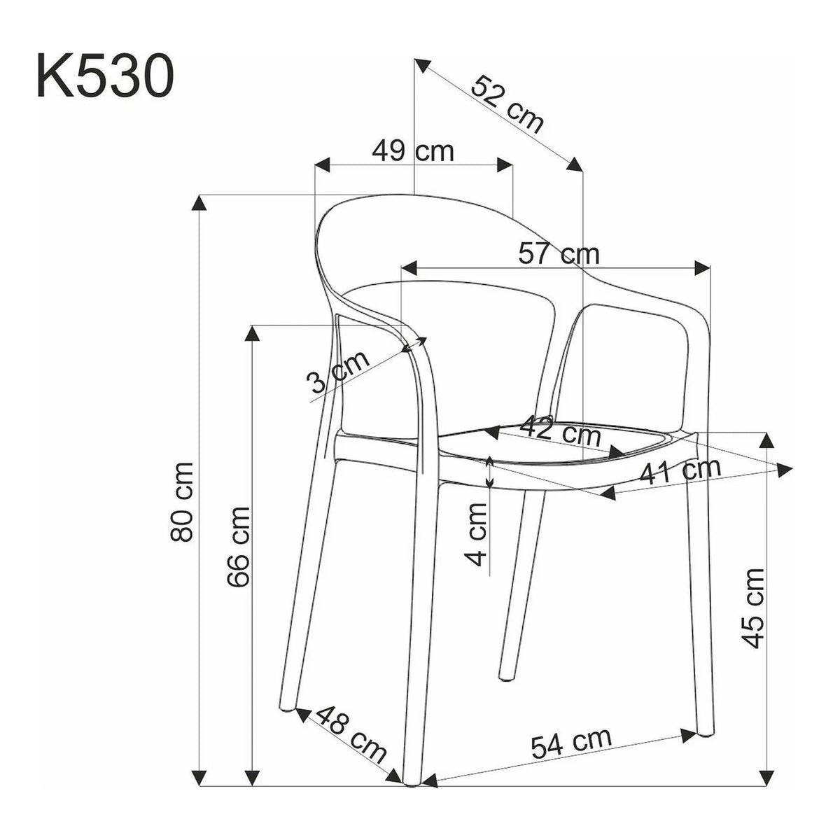 Scaun de gradina K530, stejar/alb, polipropilena, 57x52x80 cm