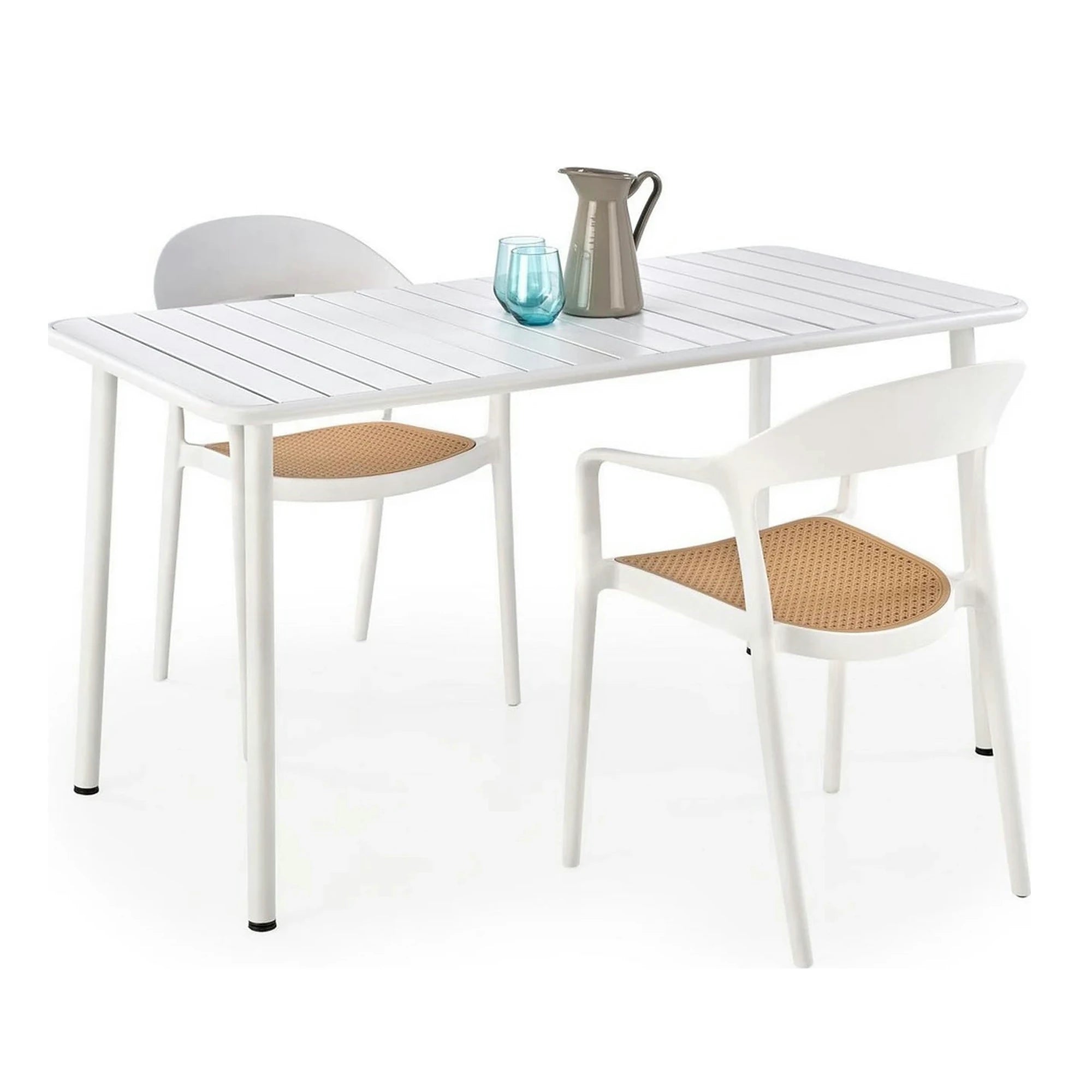 Scaun de gradina K530, stejar/alb, polipropilena, 57x52x80 cm