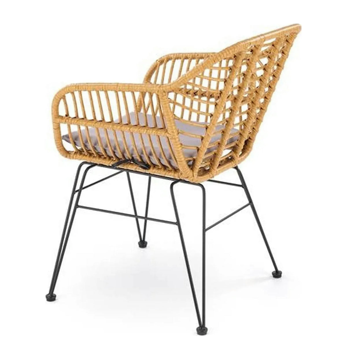 Scaun de gradina K541, gri/stejar, stofa/ratan sintetic, 55x58x77 cm