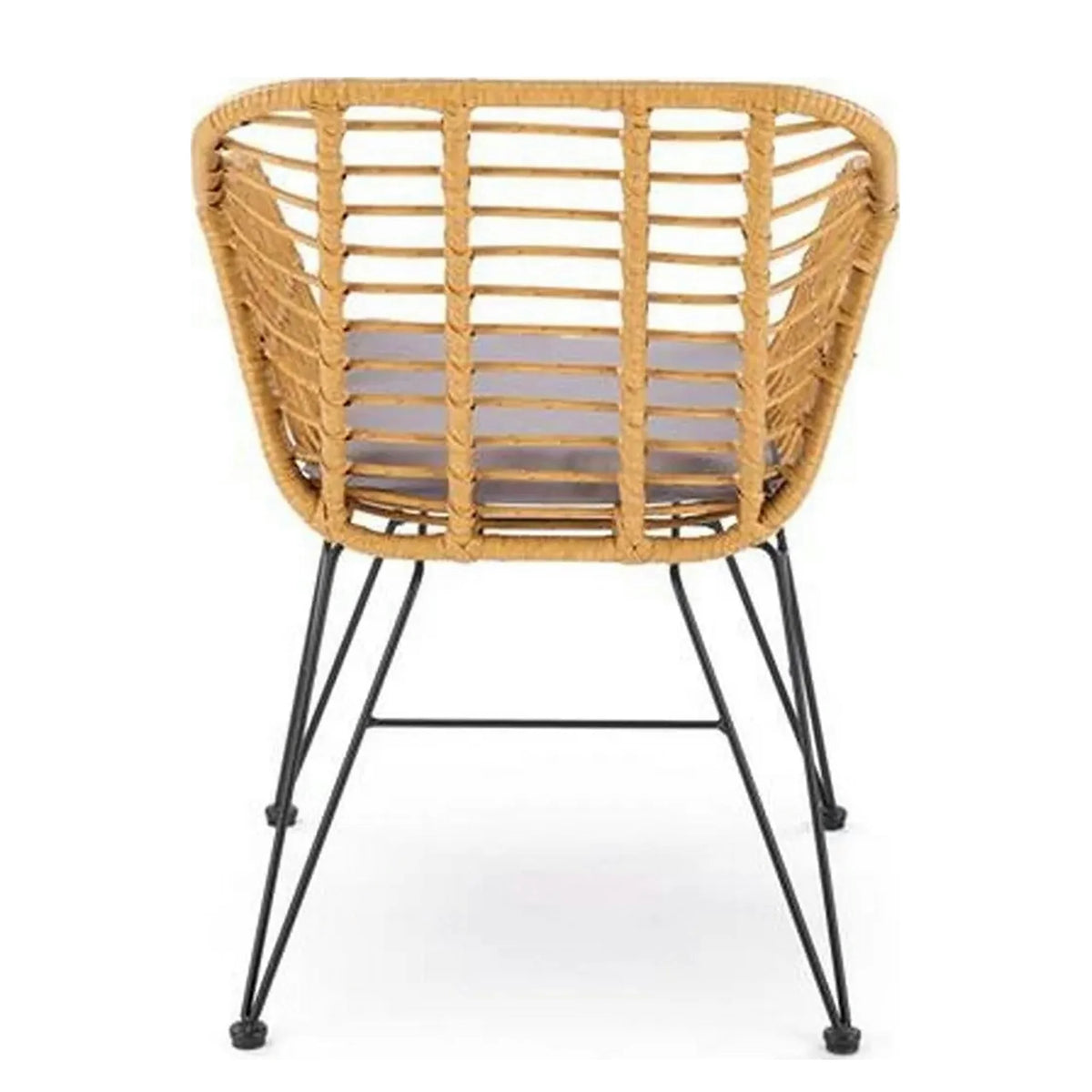 Scaun de gradina K541, gri/stejar, stofa/ratan sintetic, 55x58x77 cm