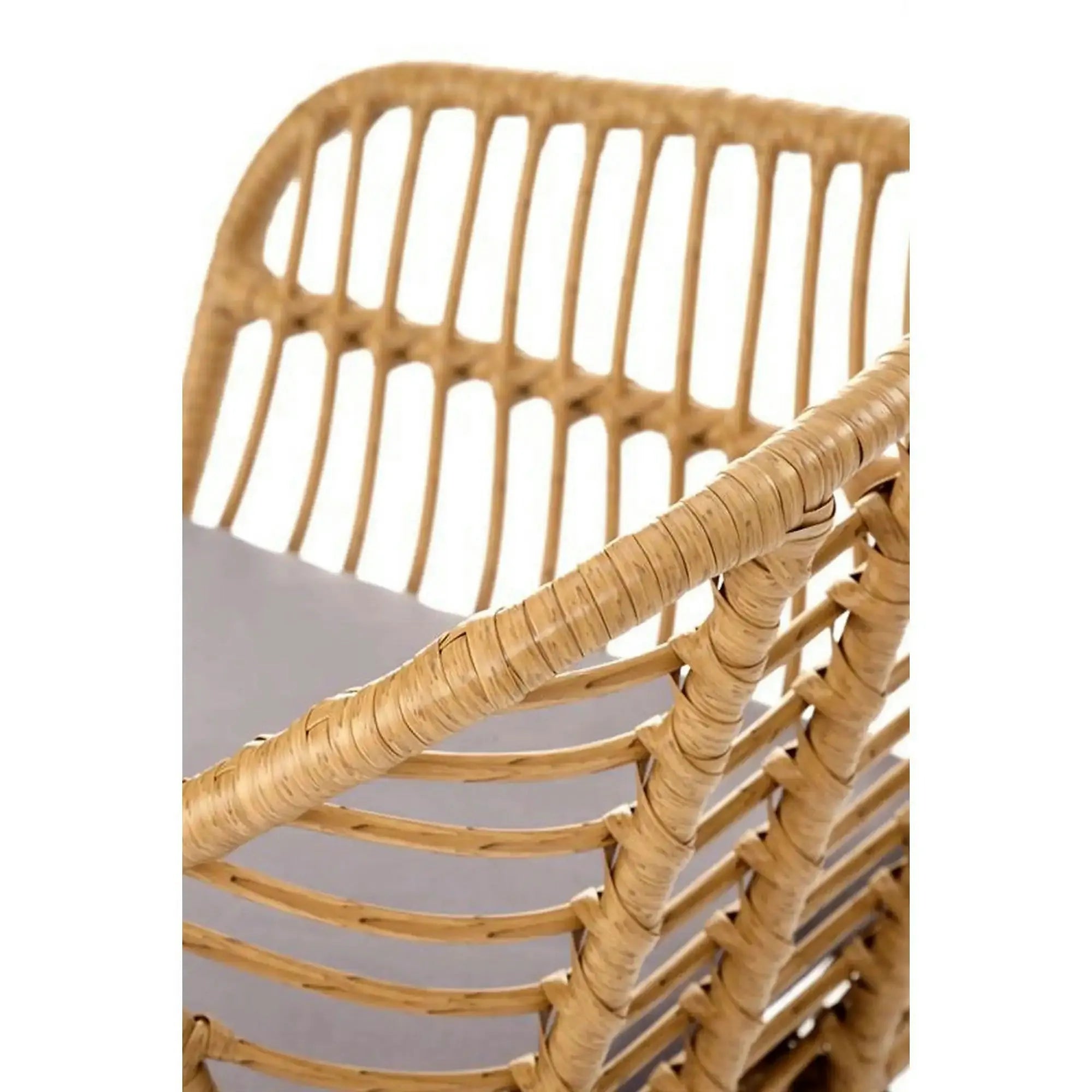 Scaun de gradina K541, gri/stejar, stofa/ratan sintetic, 55x58x77 cm