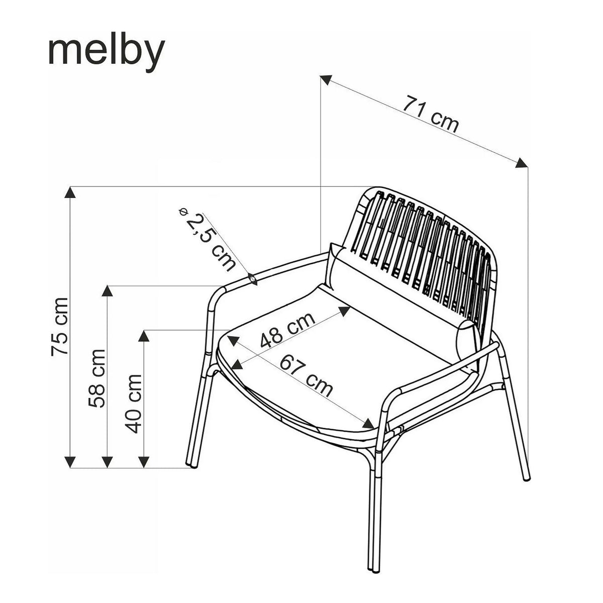 Scaun de gradina MELBY, gri/alb, stofa/polipropilena, 71x66x75 cm