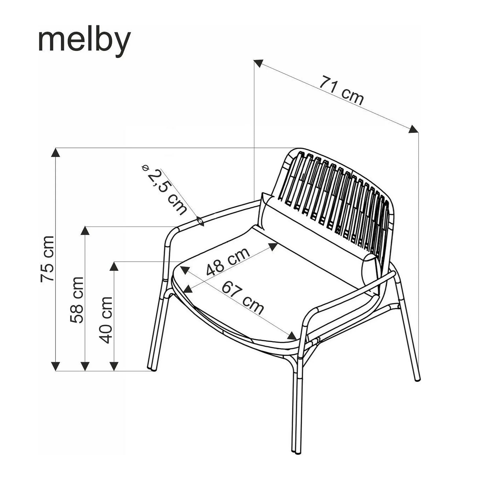 Scaun de gradina MELBY, gri/alb, stofa/polipropilena, 71x66x75 cm