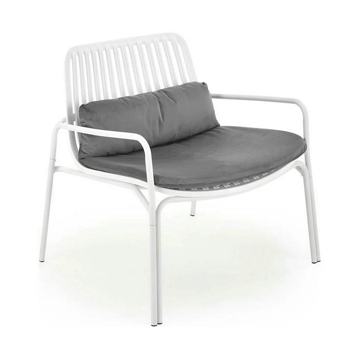 Scaun de gradina MELBY, gri/alb, stofa/polipropilena, 71x66x75 cm