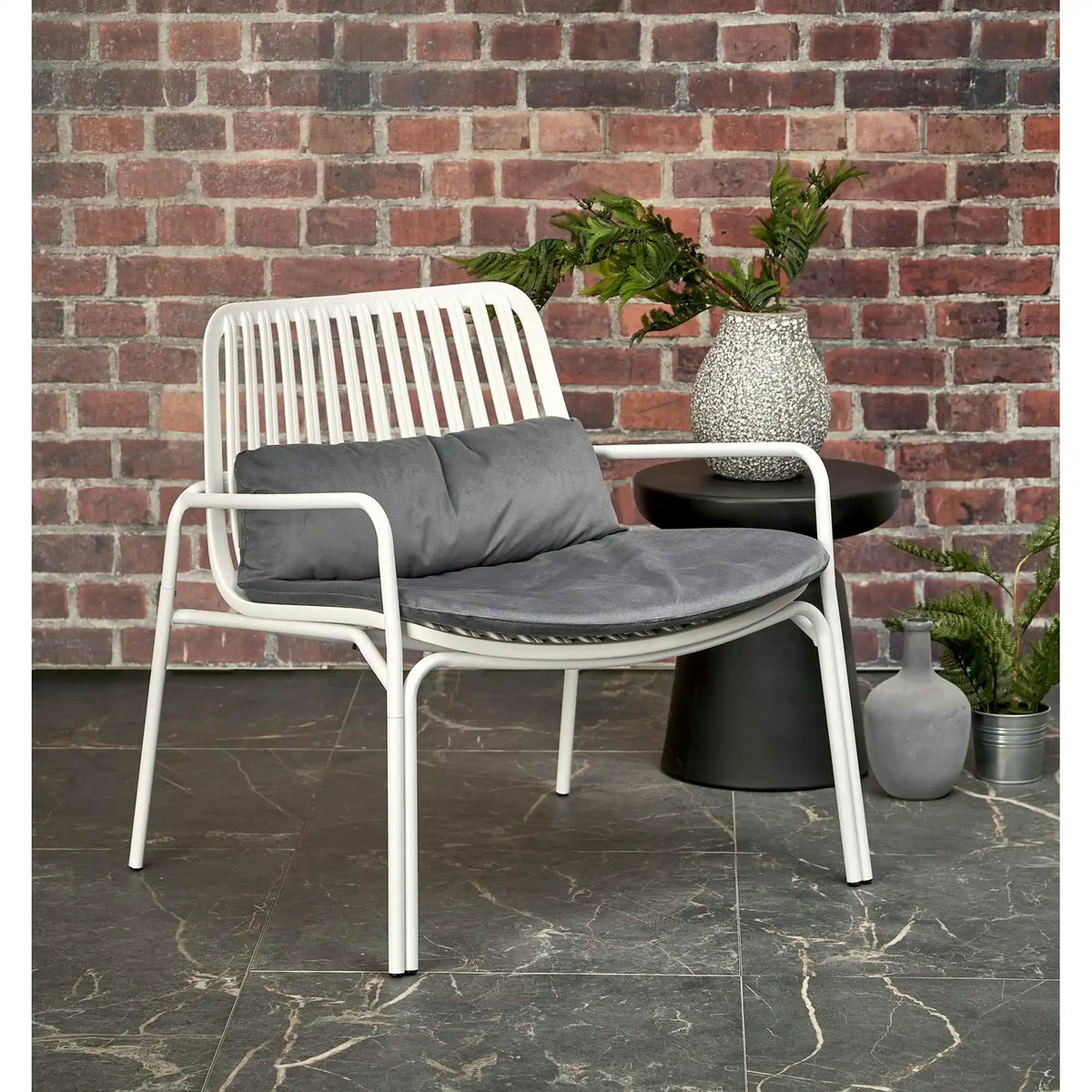 Scaun de gradina MELBY, gri/alb, stofa/polipropilena, 71x66x75 cm