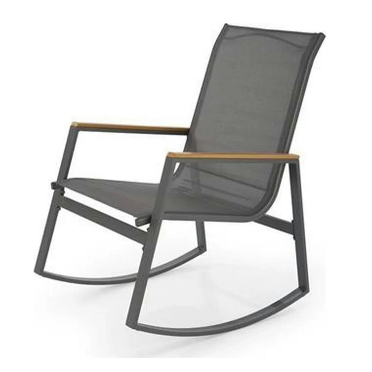 Scaun de gradina ZLATAN, gri inchis, plasa/polipropilena/metal, 62x86x97 cm