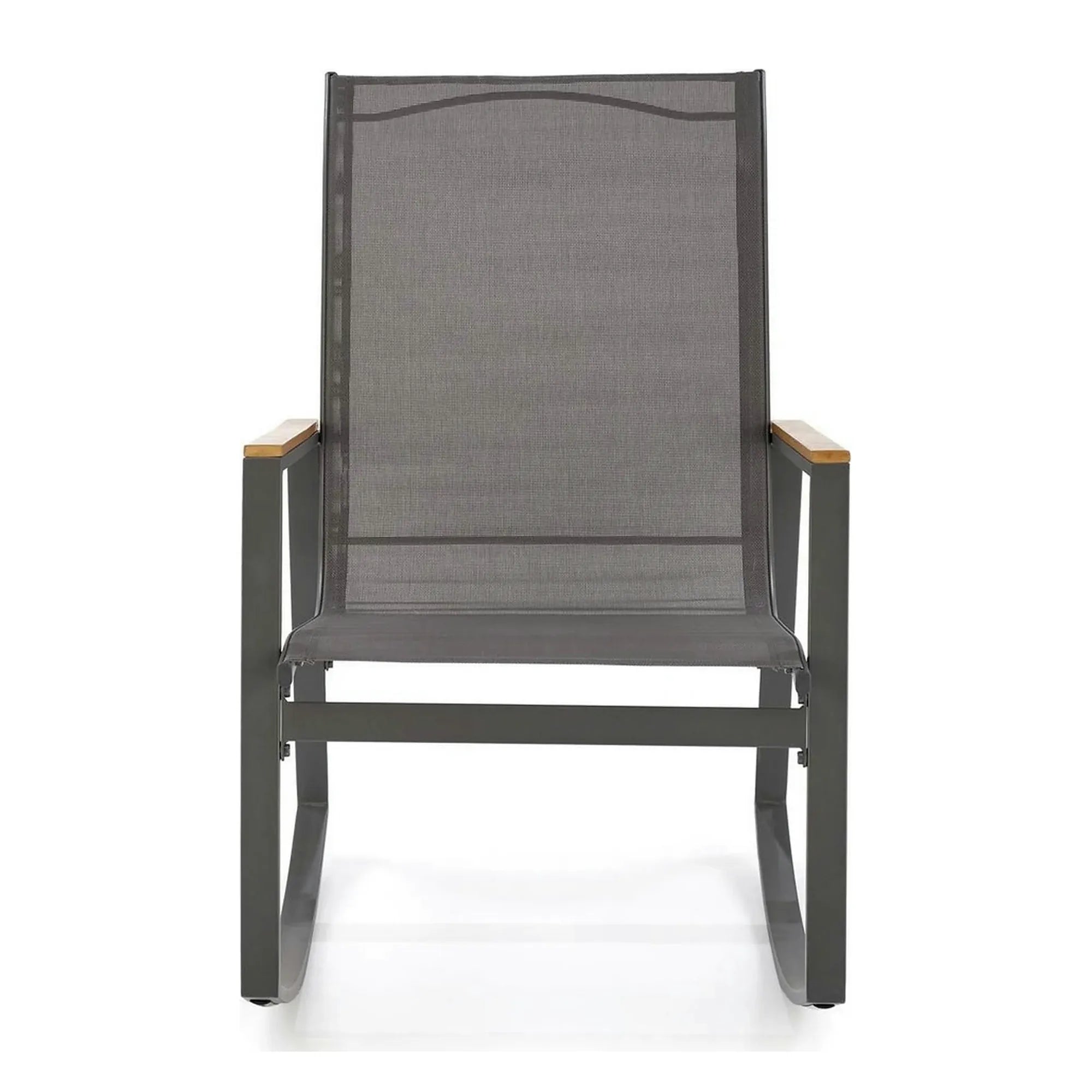 Scaun de gradina ZLATAN, gri inchis, plasa/polipropilena/metal, 62x86x97 cm