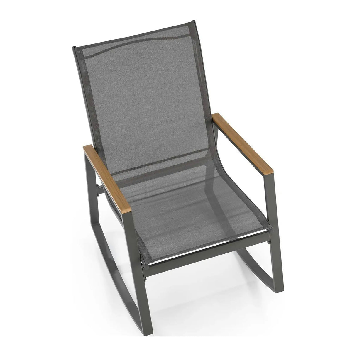 Scaun de gradina ZLATAN, gri inchis, plasa/polipropilena/metal, 62x86x97 cm