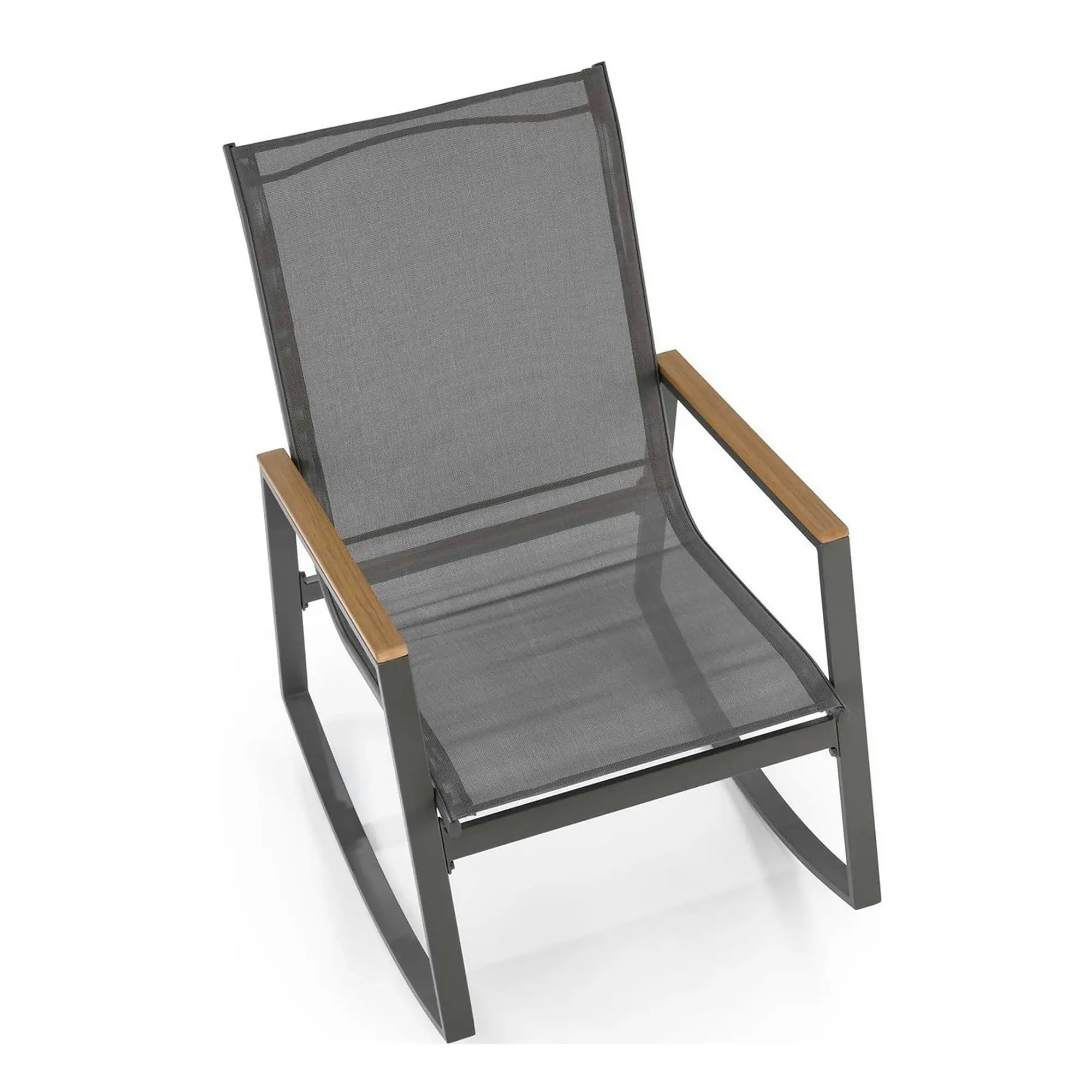 Scaun de gradina ZLATAN, gri inchis, plasa/polipropilena/metal, 62x86x97 cm