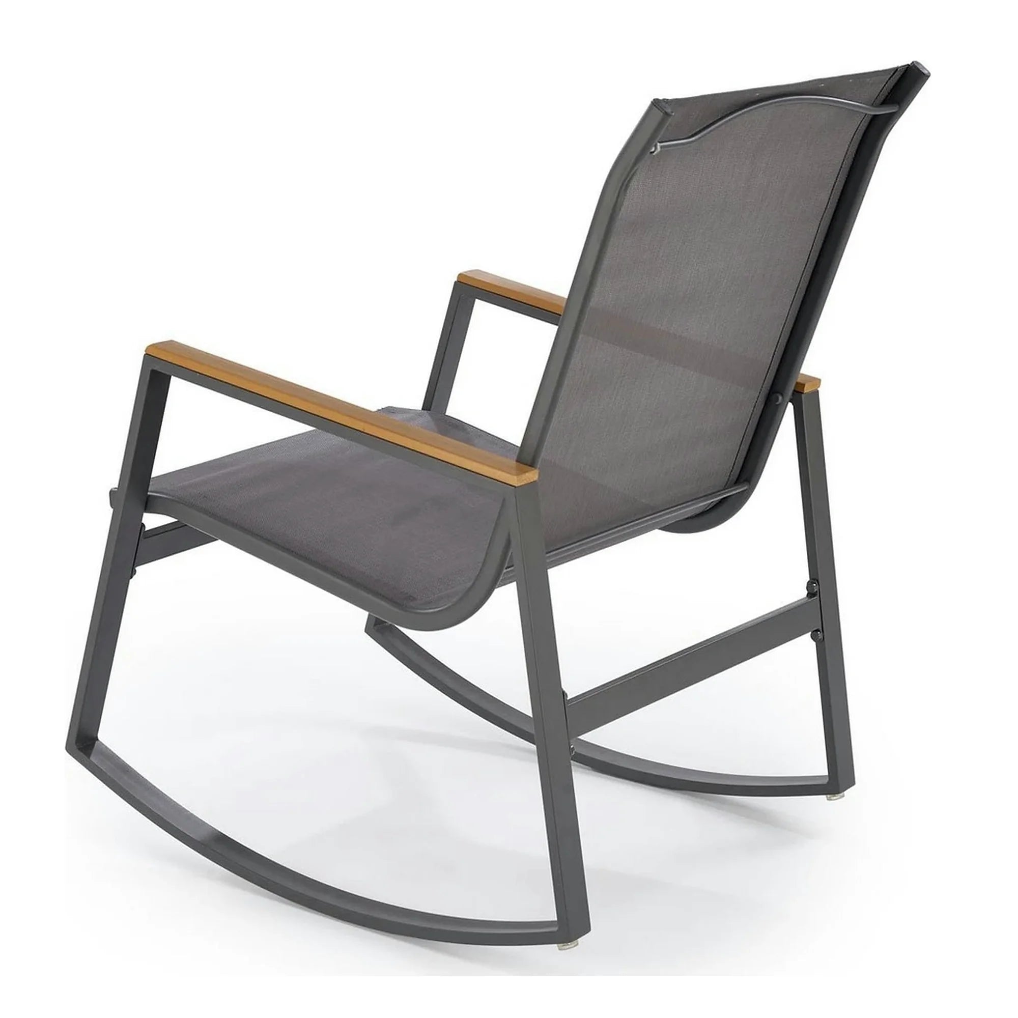 Scaun de gradina ZLATAN, gri inchis, plasa/polipropilena/metal, 62x86x97 cm