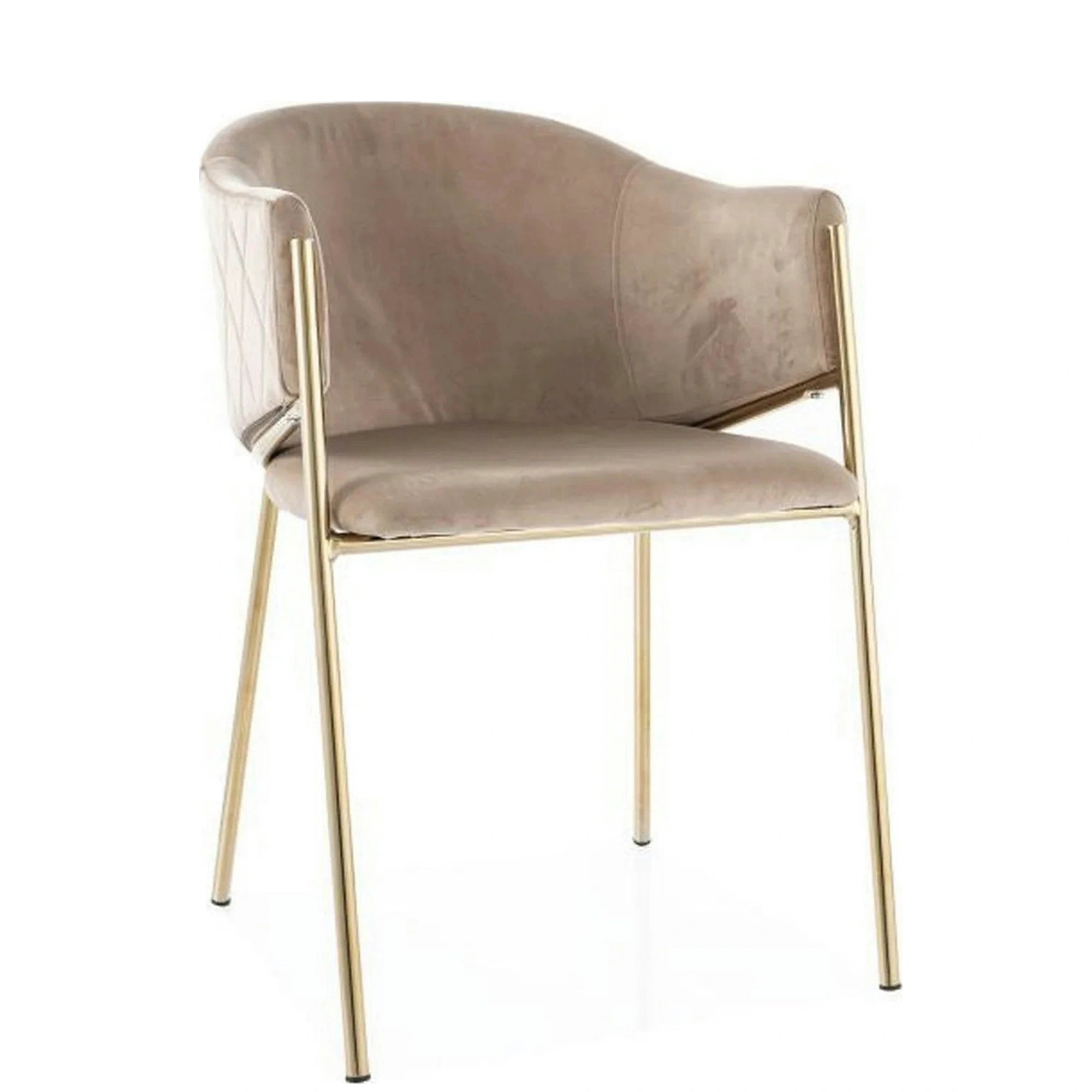 Scaun de living modern BONO, bej/auriu, stofa catifelata/metal, 55x44x77 cm