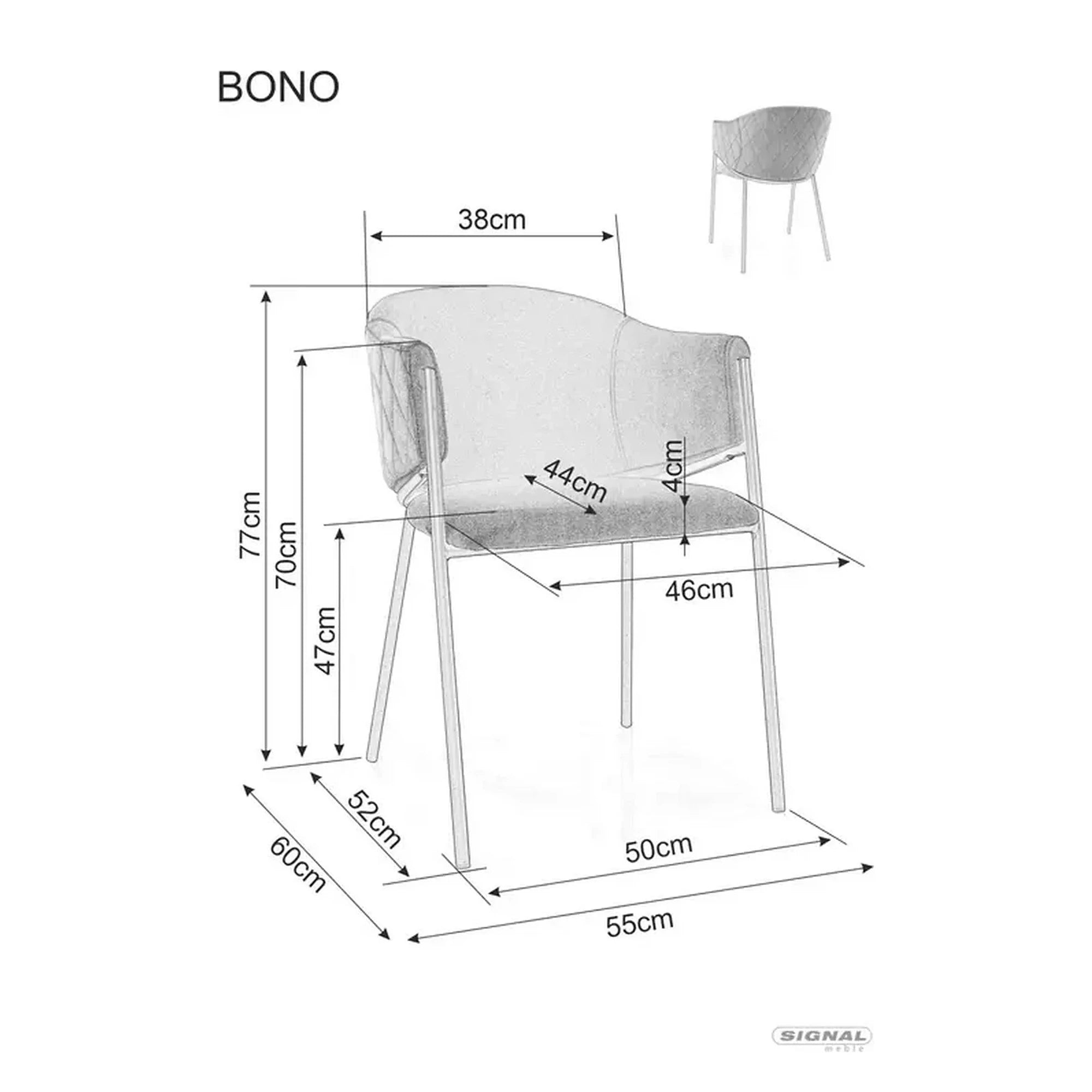 Scaun de living modern BONO, bej/auriu, stofa catifelata/metal, 55x44x77 cm