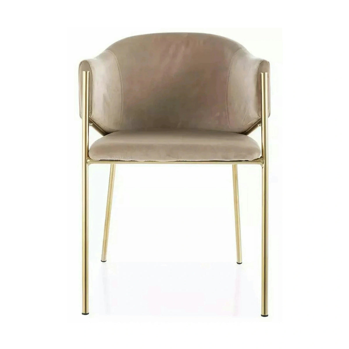 Scaun de living modern BONO, bej/auriu, stofa catifelata/metal, 55x44x77 cm
