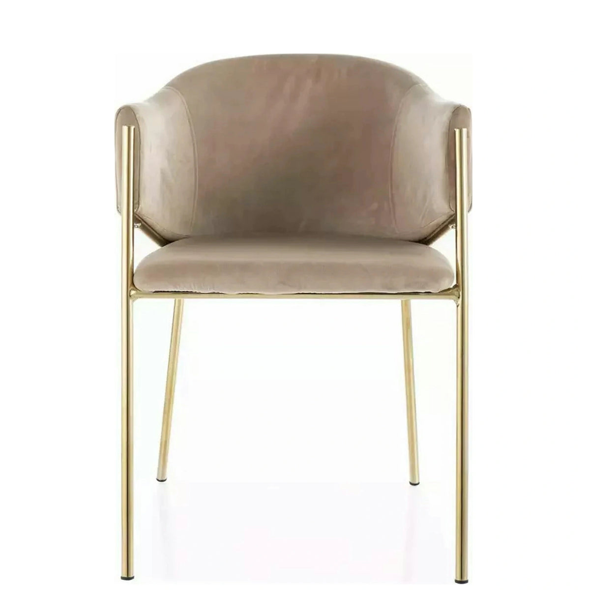 Scaun de living modern BONO, bej/auriu, stofa catifelata/metal, 55x44x77 cm