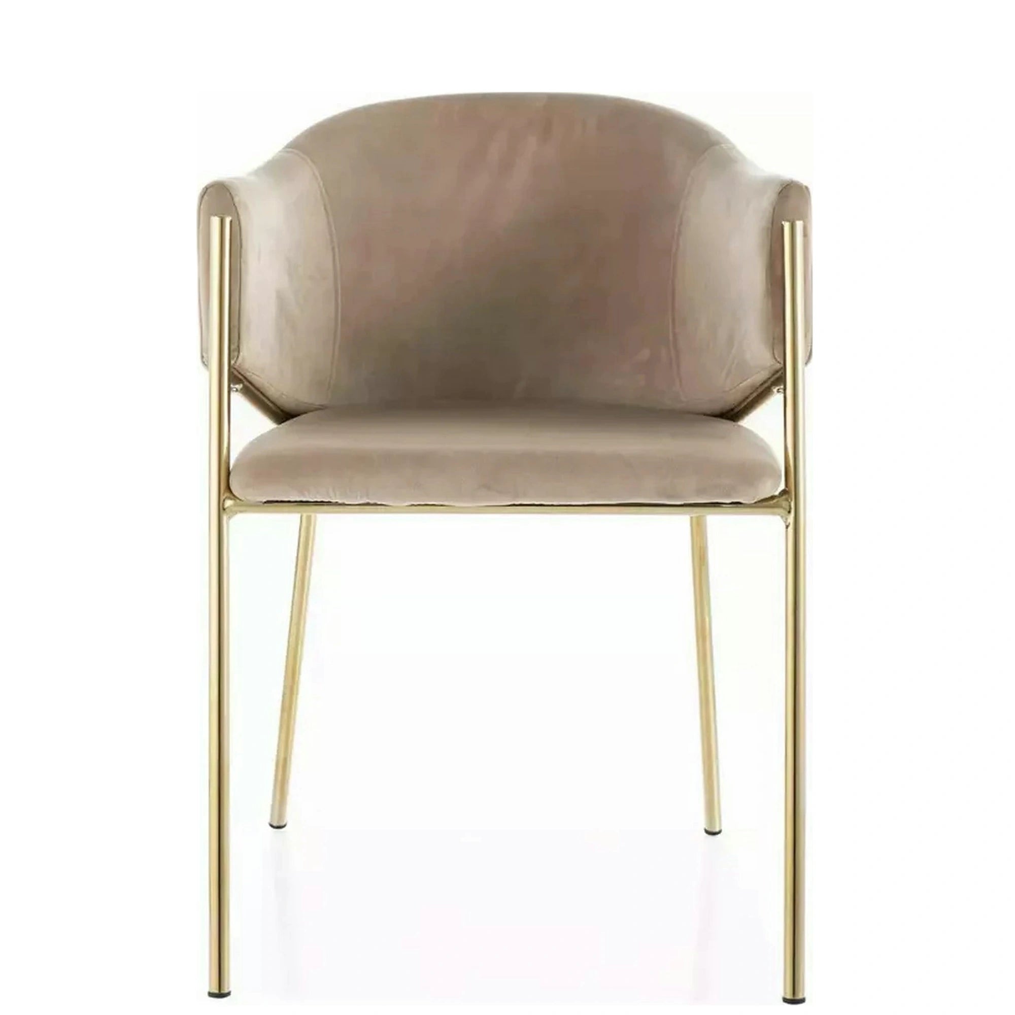 Scaun de living modern BONO, bej/auriu, stofa catifelata/metal, 55x44x77 cm