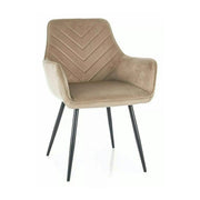 Scaun de living modern FIG, bej/negru, stofa catifelata/metal, 57x47x85 cm