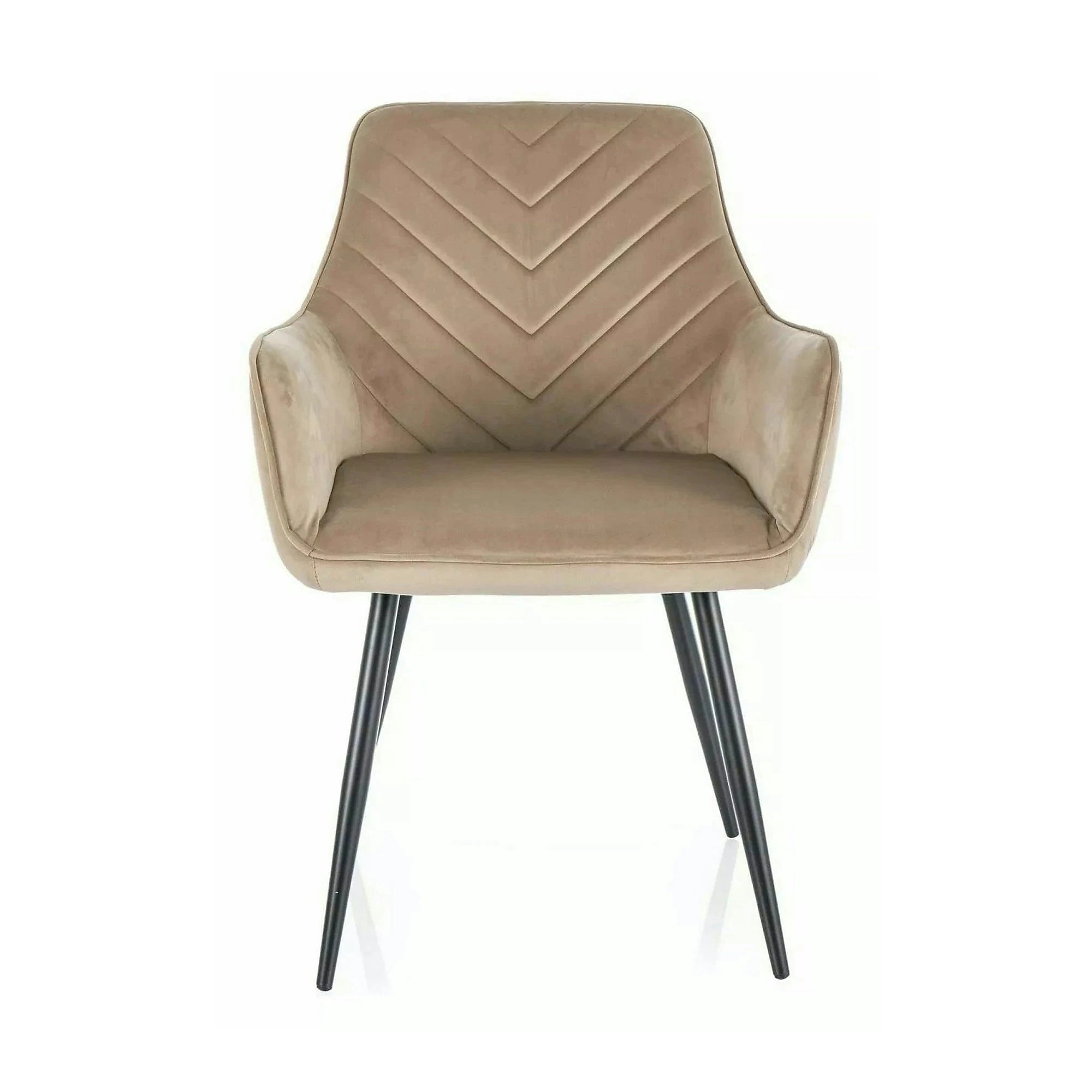 Scaun de living modern FIG, bej/negru, stofa catifelata/metal, 57x47x85 cm