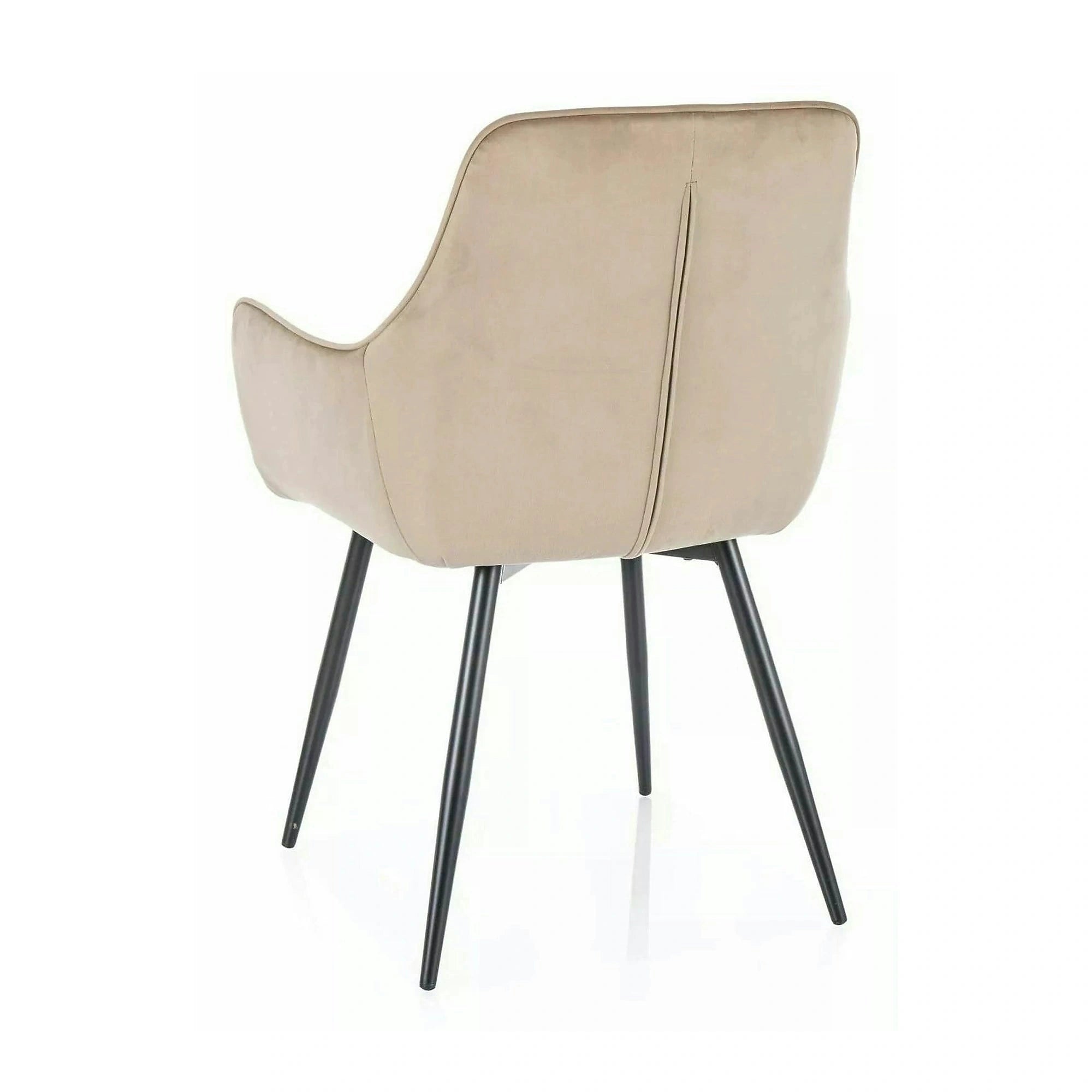 Scaun de living modern FIG, bej/negru, stofa catifelata/metal, 57x47x85 cm