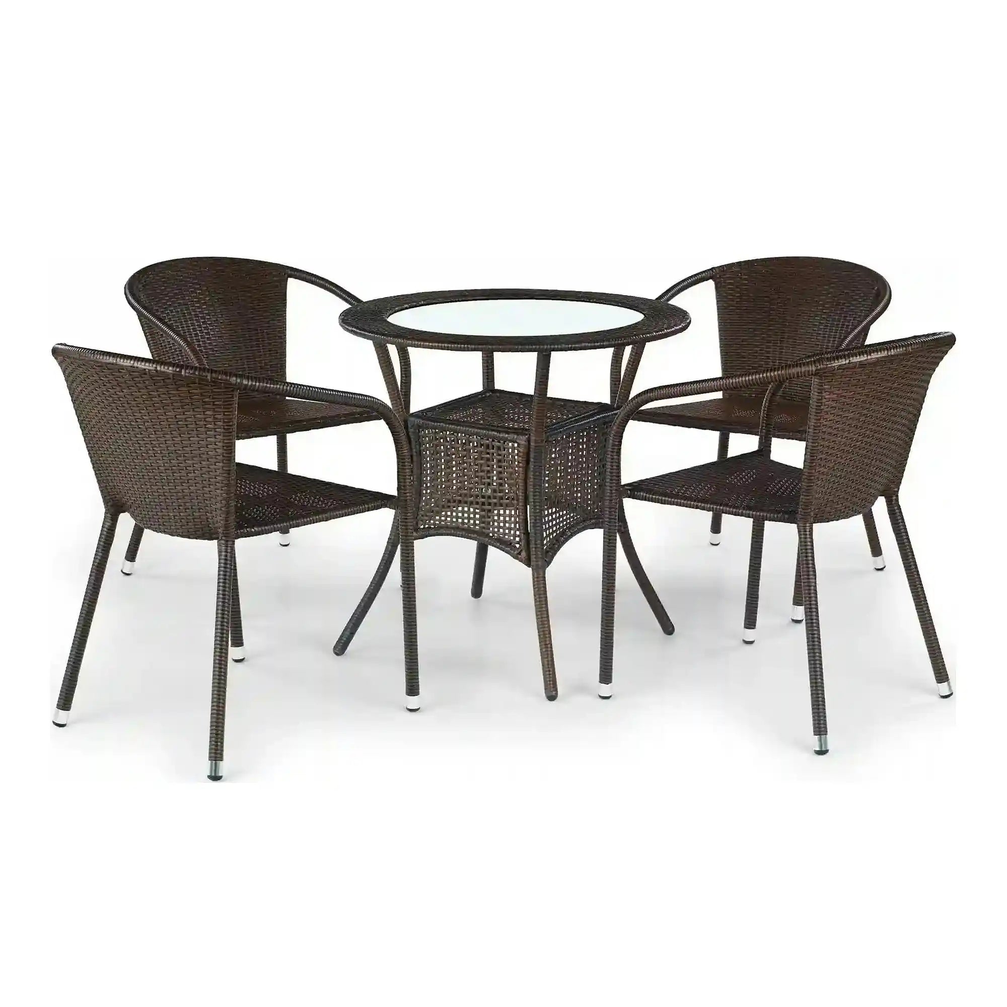 Scaun de ratan MIDAS, maro inchis, ratan sintetic/otel, 57x57x78 cm