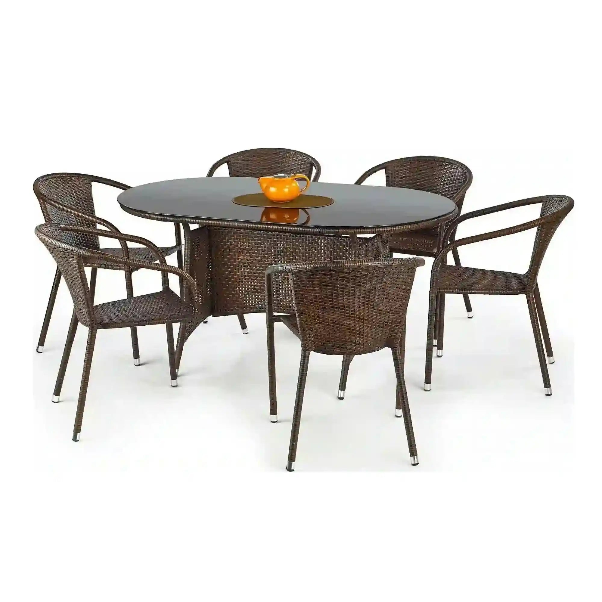 Scaun de ratan MIDAS, maro inchis, ratan sintetic/otel, 57x57x78 cm