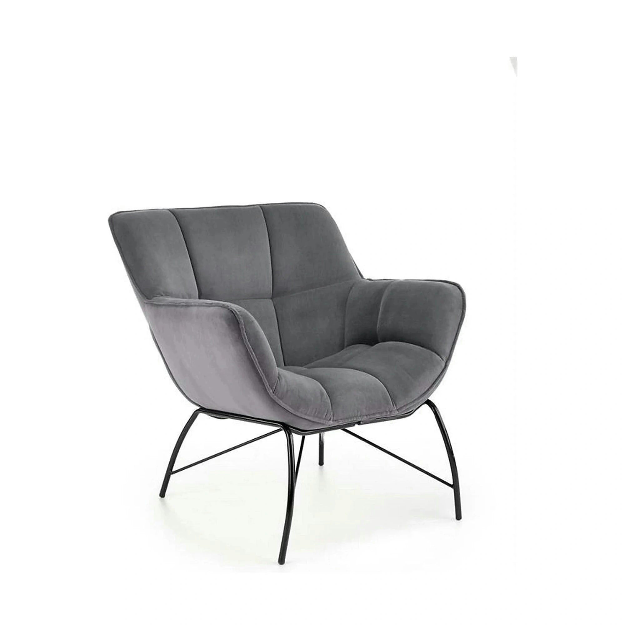 Scaun de relaxare modern BELTON, gri/negru, stofa catifelata/otel, 74x73x78 cm