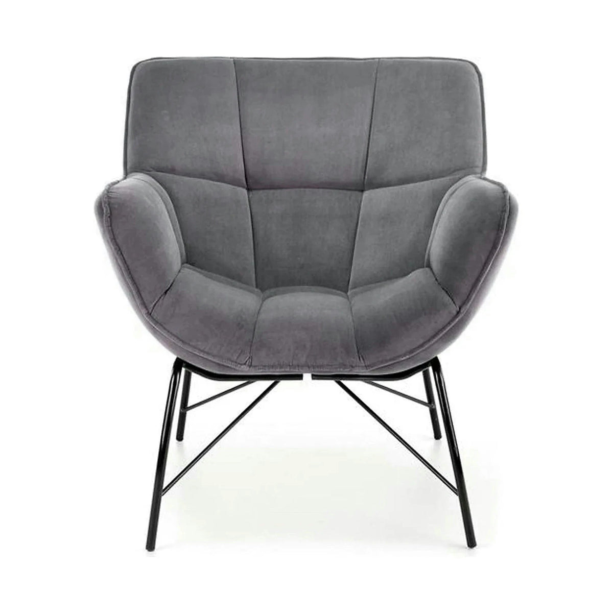 Scaun de relaxare modern BELTON, gri/negru, stofa catifelata/otel, 74x73x78 cm
