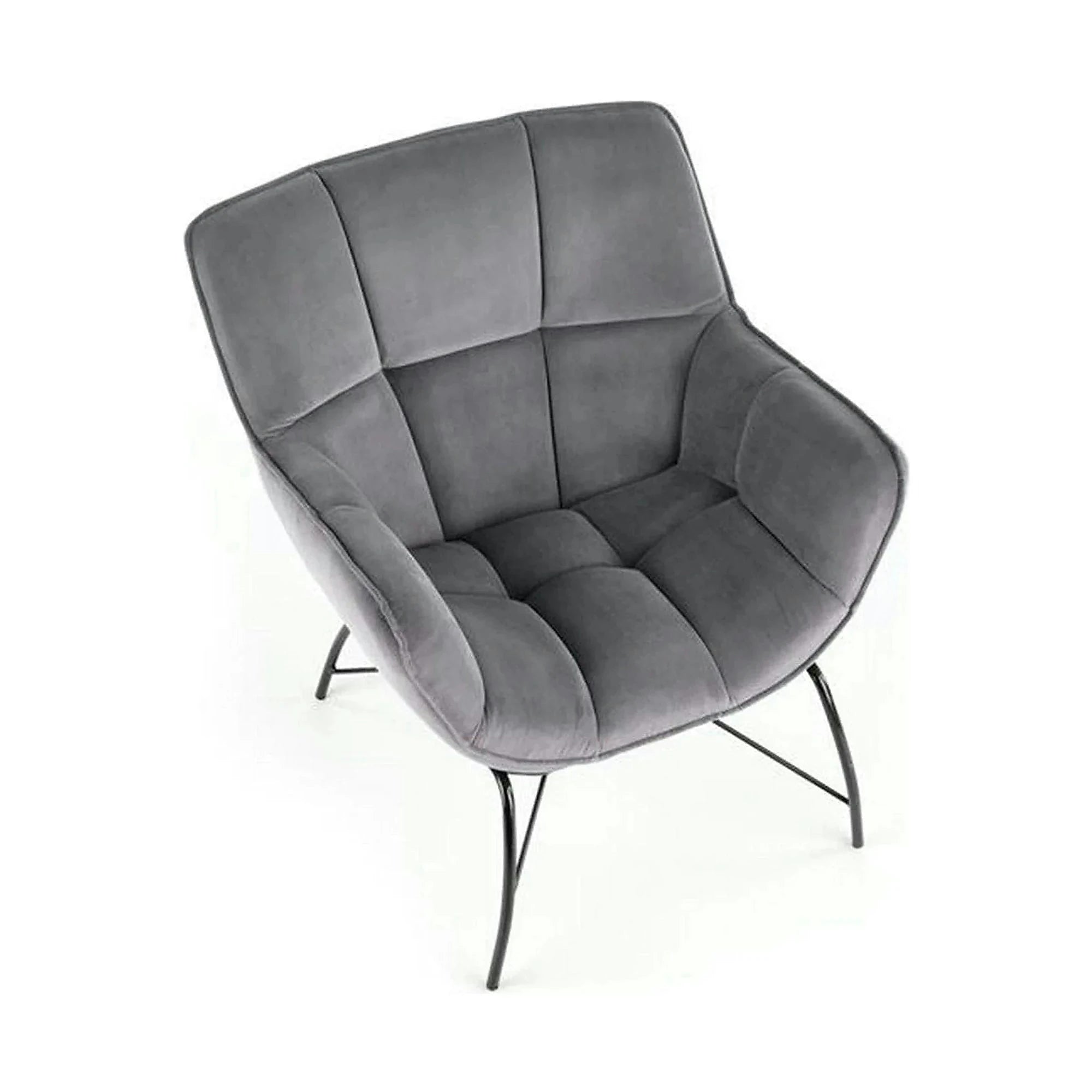 Scaun de relaxare modern BELTON, gri/negru, stofa catifelata/otel, 74x73x78 cm