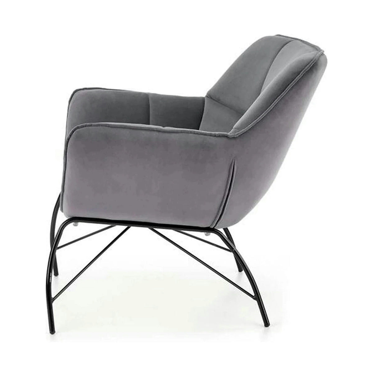 Scaun de relaxare modern BELTON, gri/negru, stofa catifelata/otel, 74x73x78 cm