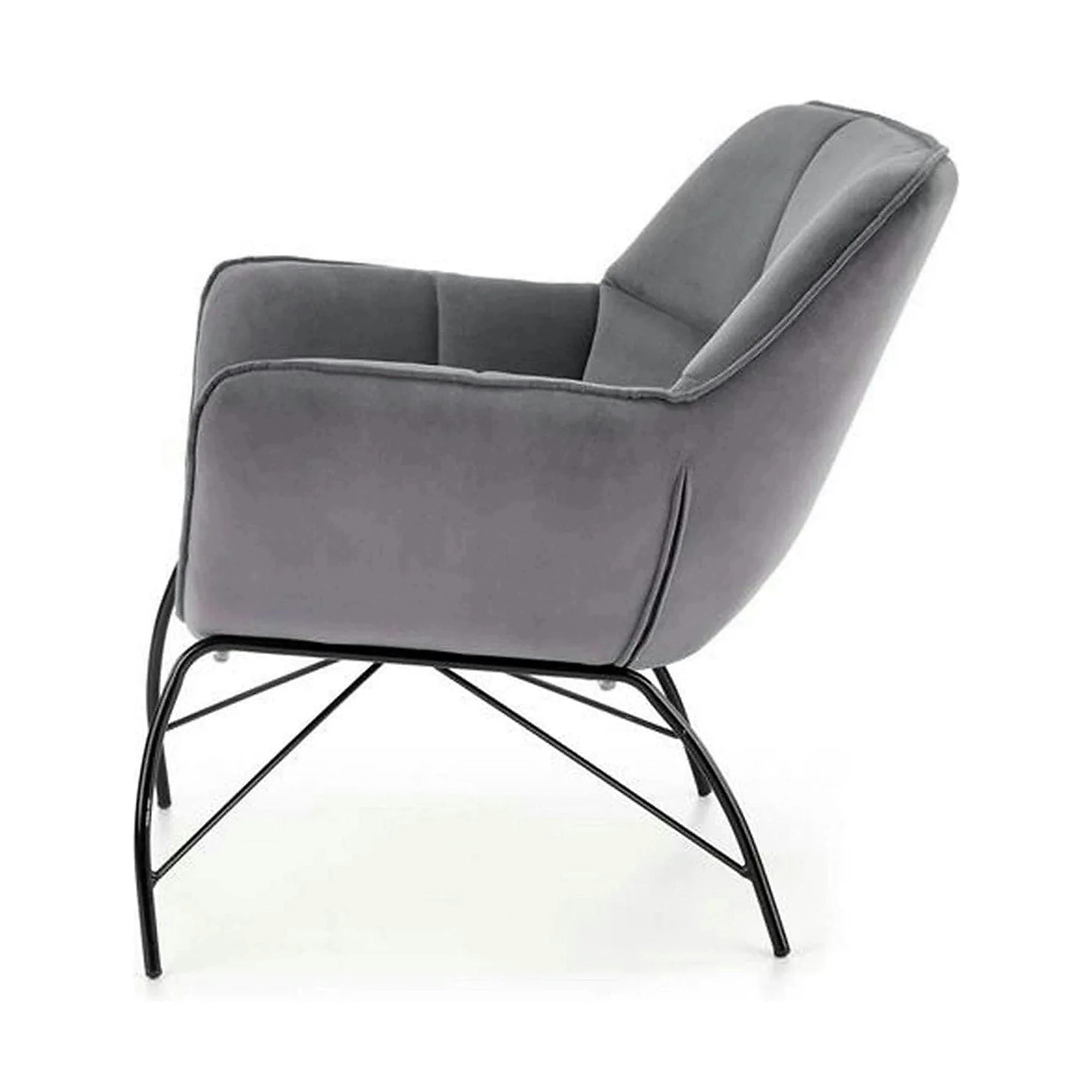 Scaun de relaxare modern BELTON, gri/negru, stofa catifelata/otel, 74x73x78 cm