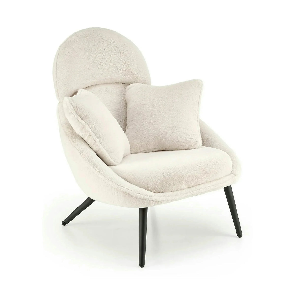 Scaun de relaxare modern MERRY, crem, stofa/otel, 80x90x95 cm