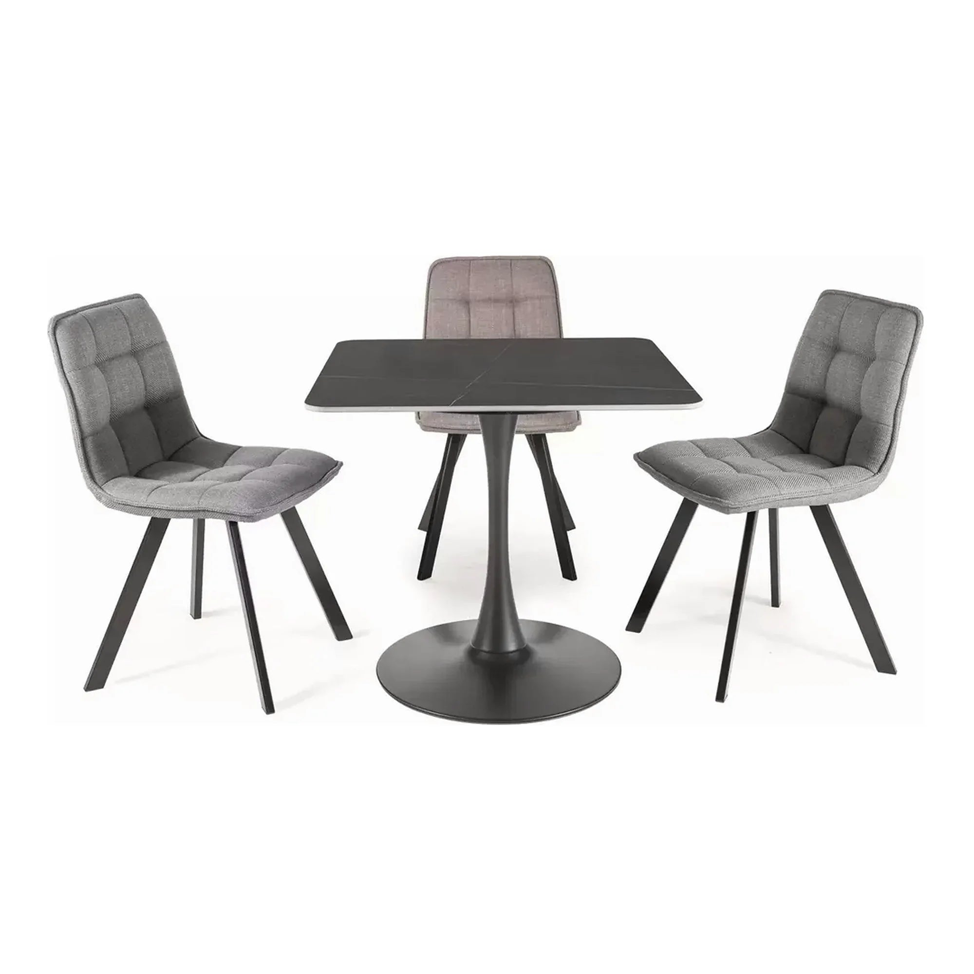 Scaun de sufragerie tapitat ELLIS, bej/negru, stofa/metal, 46x42x88 cm