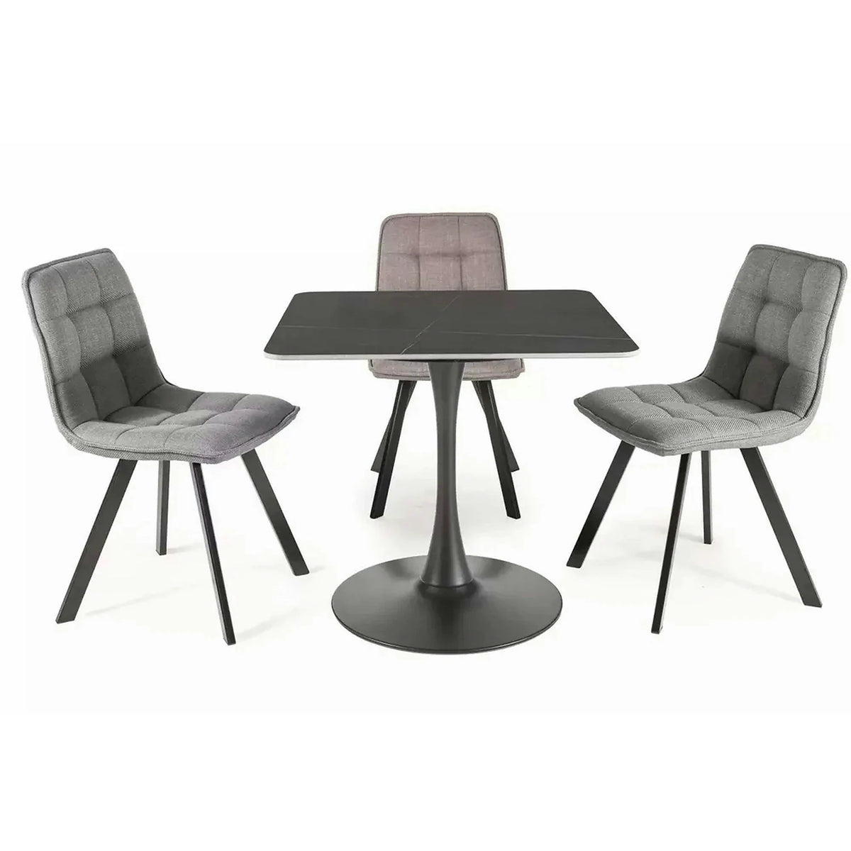 Scaun de sufragerie tapitat ELLIS, bej/negru, stofa/metal, 46x42x88 cm