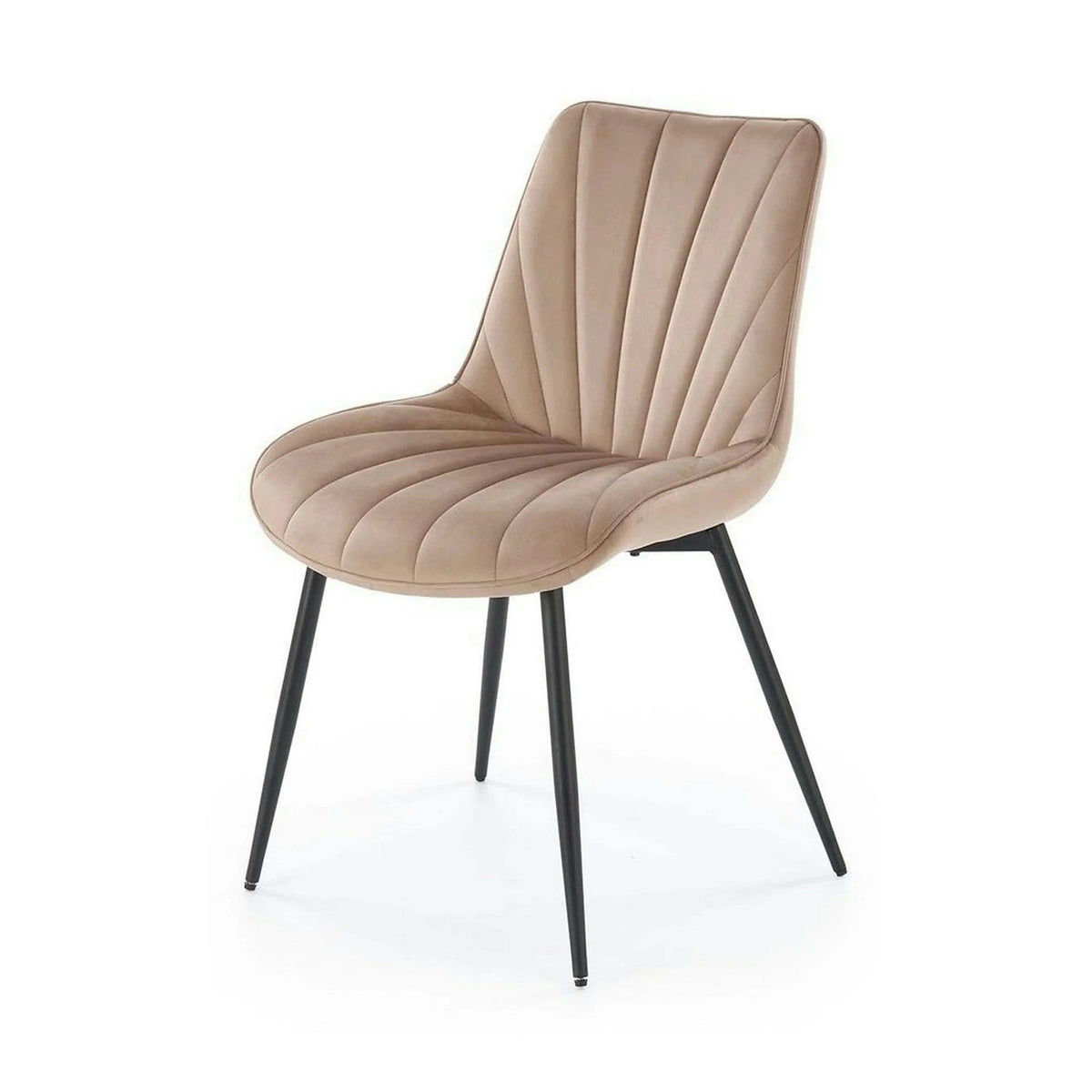 Scaun de sufragerie tapitat K589, bej - Bluvel 40, stofa catifelata/otel, 50x63x87 cm