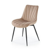 Scaun de sufragerie tapitat K589, bej - Bluvel 40, stofa catifelata/otel, 50x63x87 cm