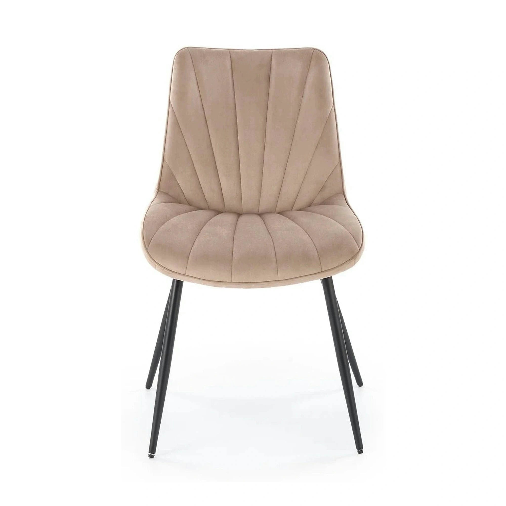 Scaun de sufragerie tapitat K589, bej - Bluvel 40, stofa catifelata/otel, 50x63x87 cm