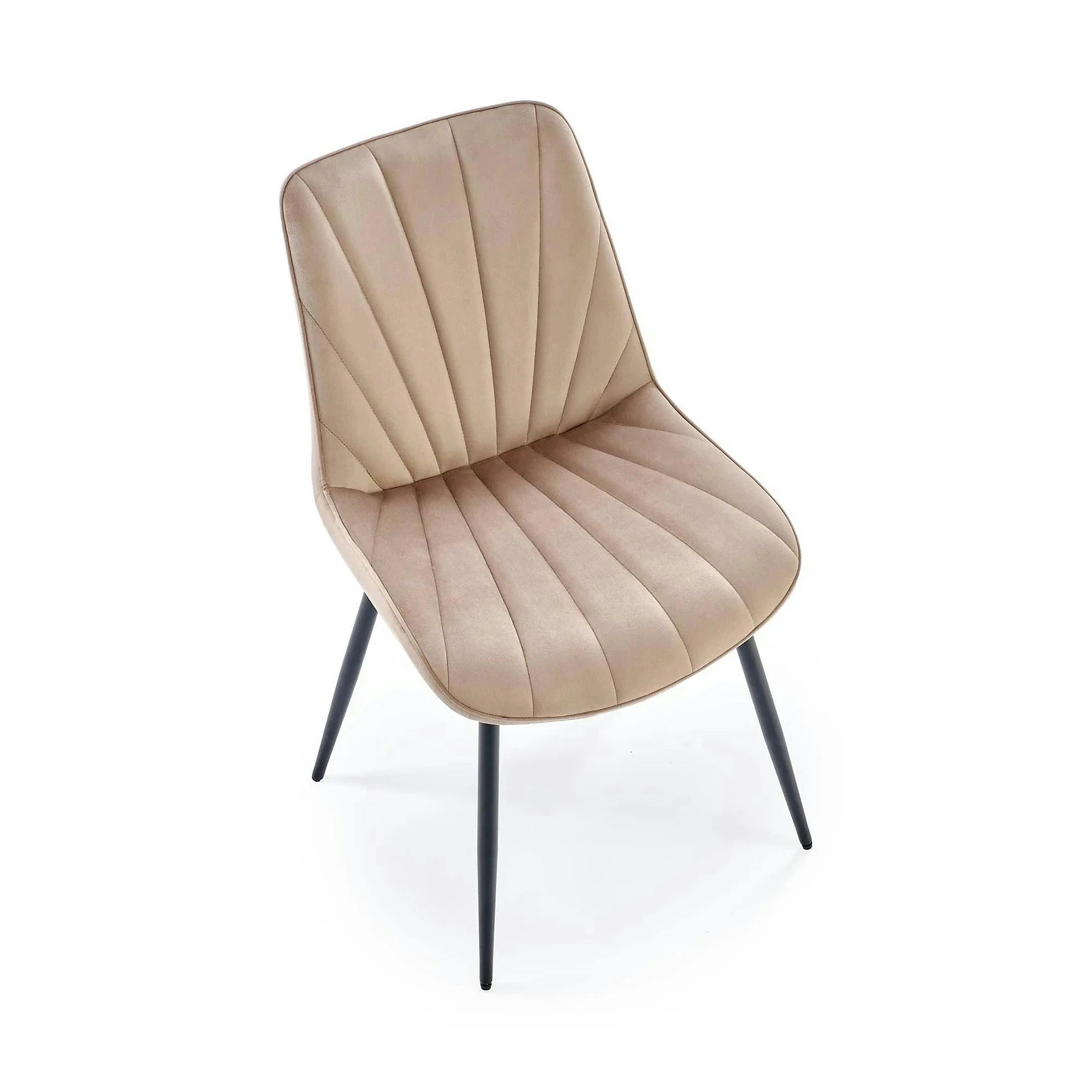 Scaun de sufragerie tapitat K589, bej - Bluvel 40, stofa catifelata/otel, 50x63x87 cm