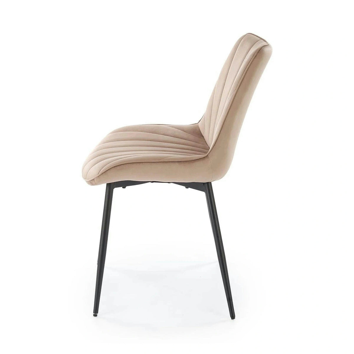 Scaun de sufragerie tapitat K589, bej - Bluvel 40, stofa catifelata/otel, 50x63x87 cm