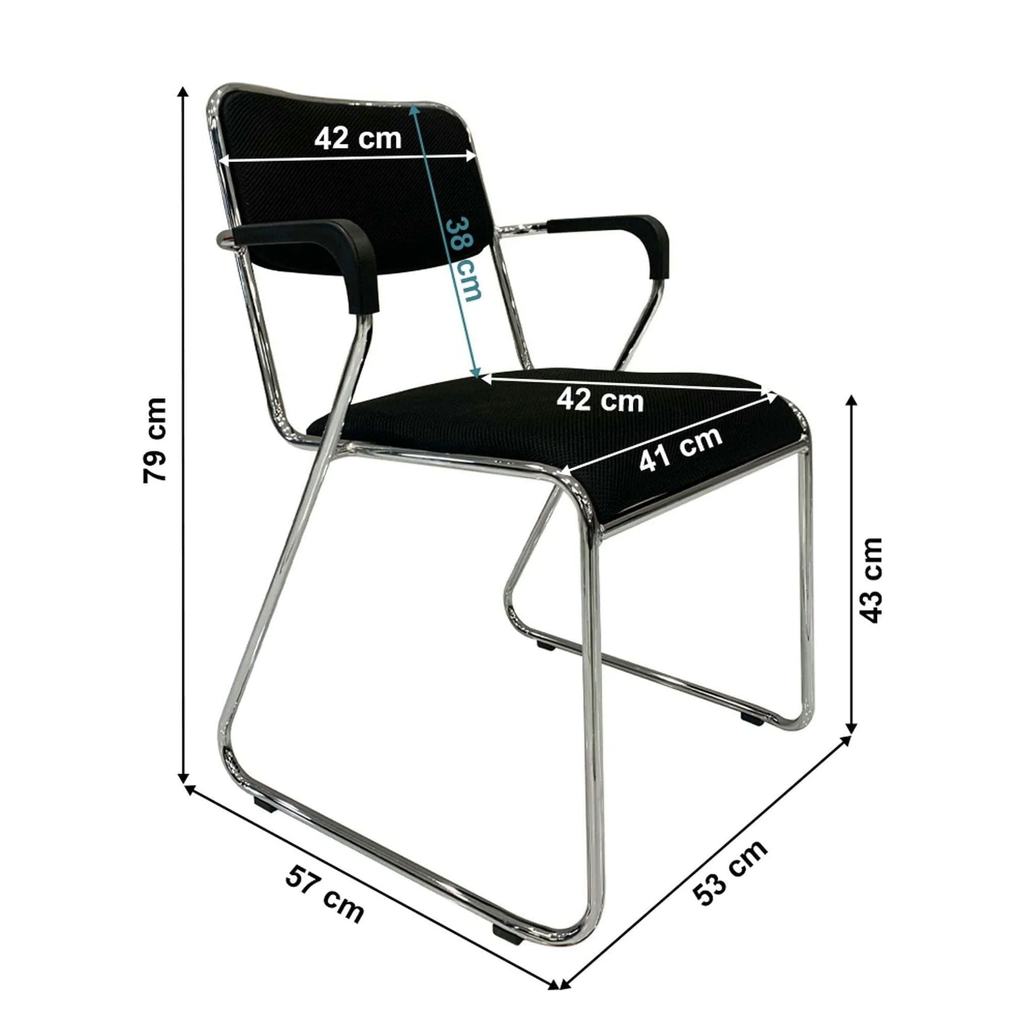 Scaun DERYA, negru/crom, plasa/plastic/metal, 53x57x79 cm
