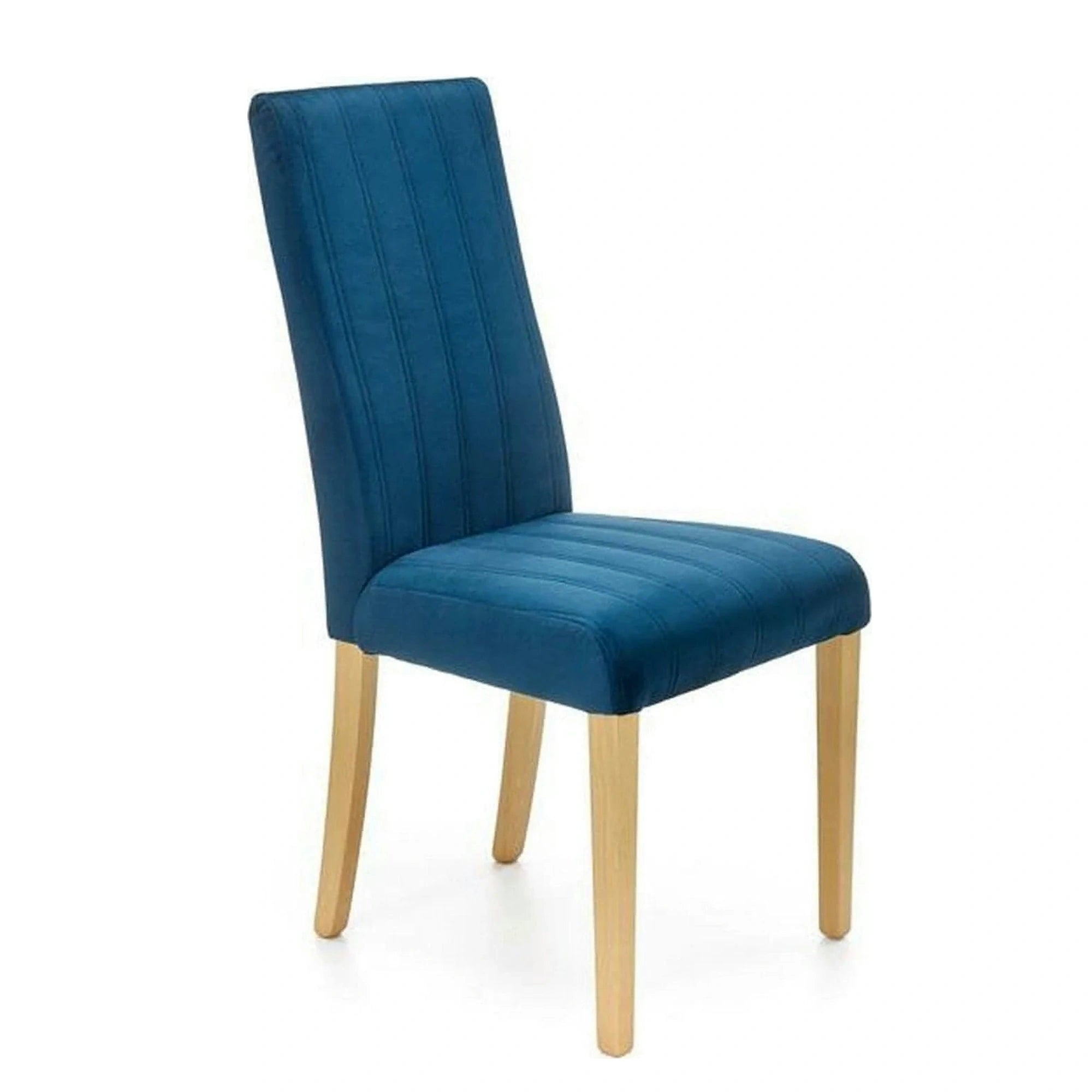Scaun DIEGO 3, albastru marin/stejar miere, stofa catifelata/lemn de fag, 47x59x99 cm