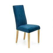 Scaun DIEGO 3, albastru marin/stejar miere, stofa catifelata/lemn de fag, 47x59x99 cm