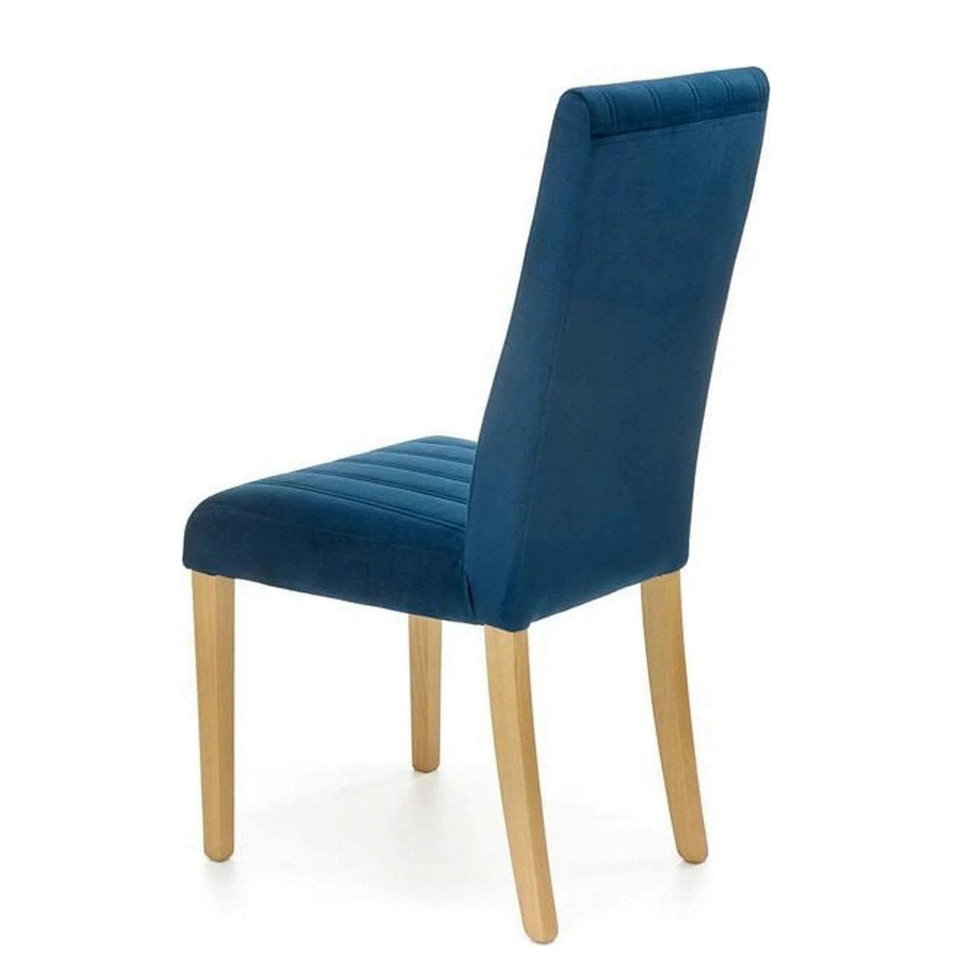 Scaun DIEGO 3, albastru marin/stejar miere, stofa catifelata/lemn de fag, 47x59x99 cm