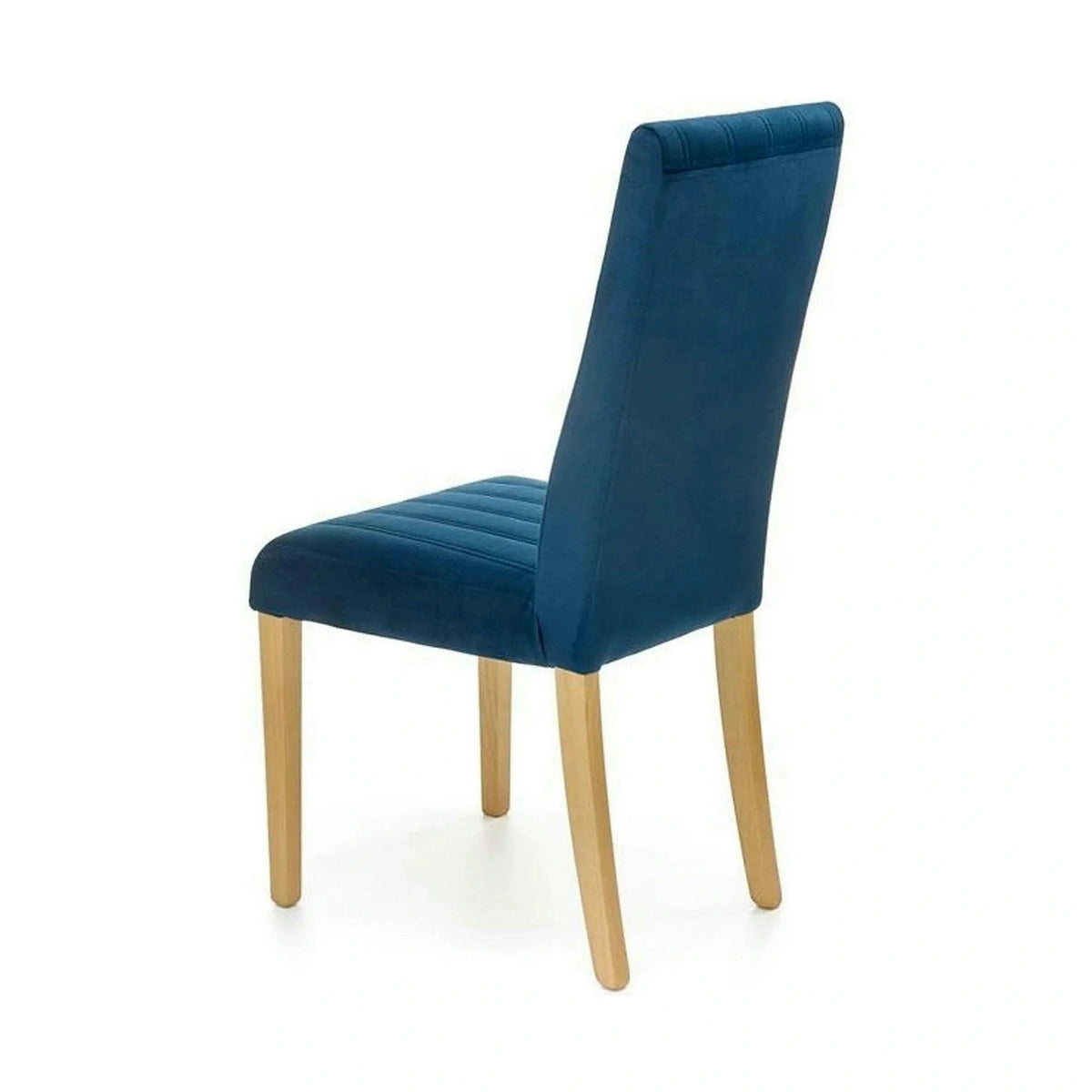 Scaun DIEGO 3, albastru marin/stejar miere, stofa catifelata/lemn de fag, 47x59x99 cm