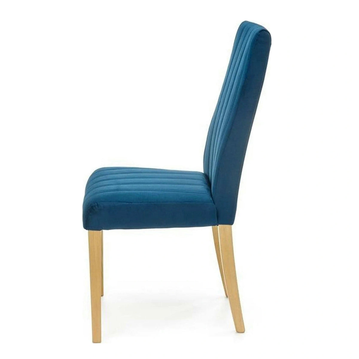 Scaun DIEGO 3, albastru marin/stejar miere, stofa catifelata/lemn de fag, 47x59x99 cm