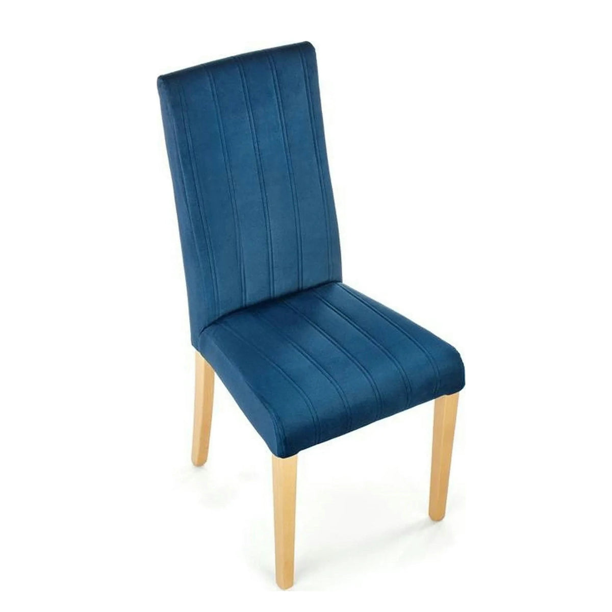 Scaun DIEGO 3, albastru marin/stejar miere, stofa catifelata/lemn de fag, 47x59x99 cm